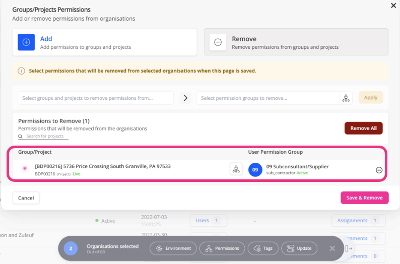 Batch Actions for Organisations
